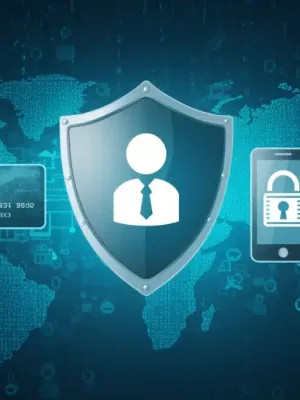 Digital shield protecting personal data with US map background