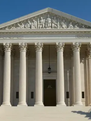 Supreme Court building in Washington D.C., representing justice and legal authority
