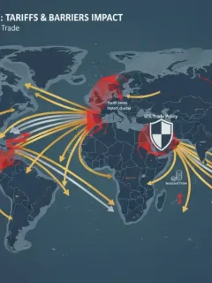 Global trade map showing U.S. import routes and new tariff impacts for Q1 2026.