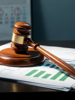 Gavel on financial documents, symbolizing SEC regulations and their impact on investments in 2026.
