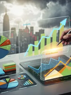 Strategic financial portfolio charts showing growth in volatile market