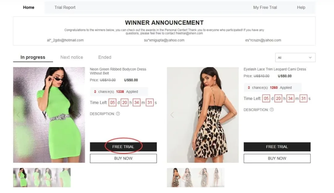 SHEIN FREE TRIAL