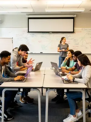 High school students collaborating on a project, demonstrating 21st-century skills.