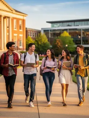 Diverse students on campus, symbolizing higher education access