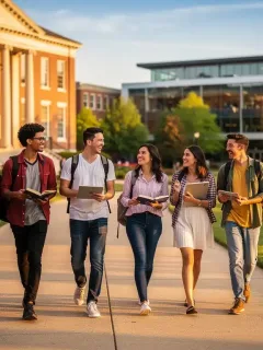 Diverse students on campus, symbolizing higher education access
