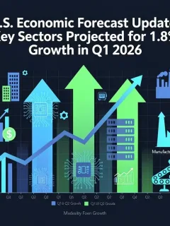 Infographic showing US economic growth projection for Q1 2026 at 1.8%