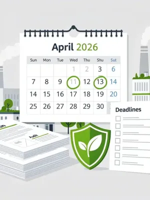 April 2026 calendar highlighting compliance deadlines for new US environmental regulations affecting businesses.