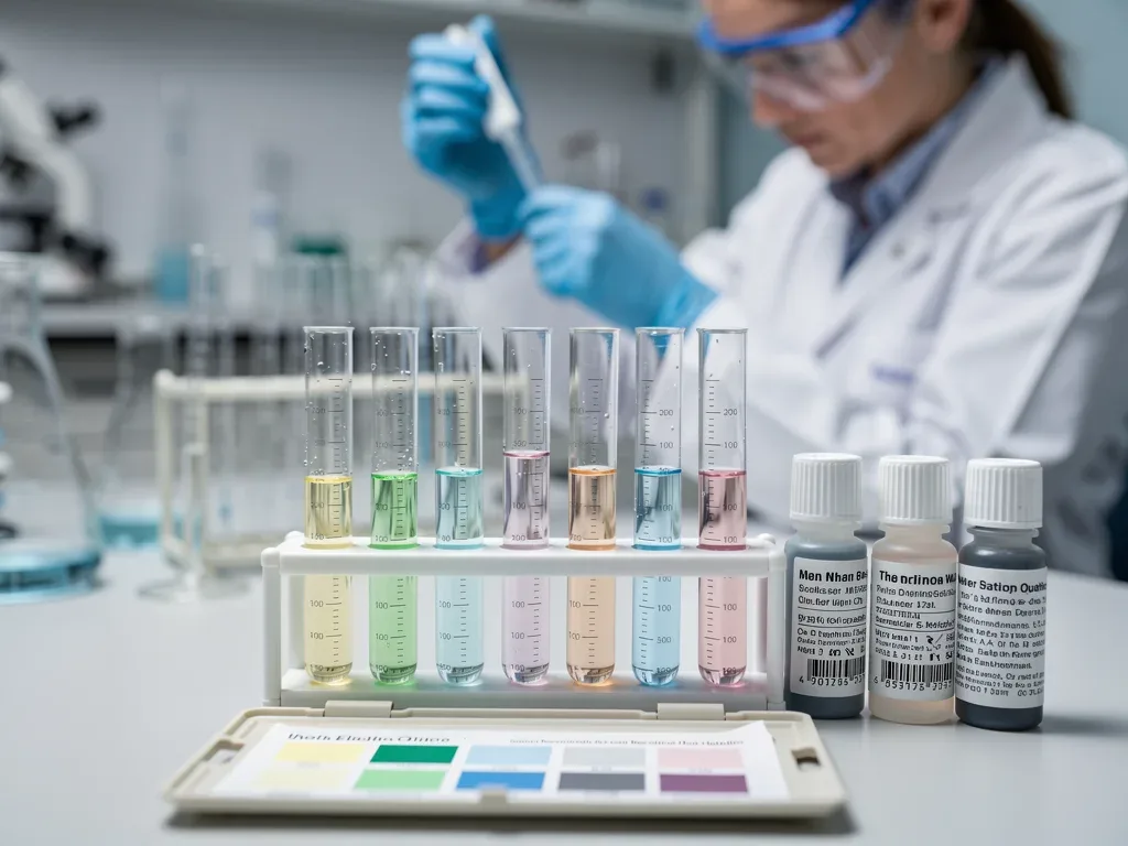 Water quality testing kit indicating chemical levels.
