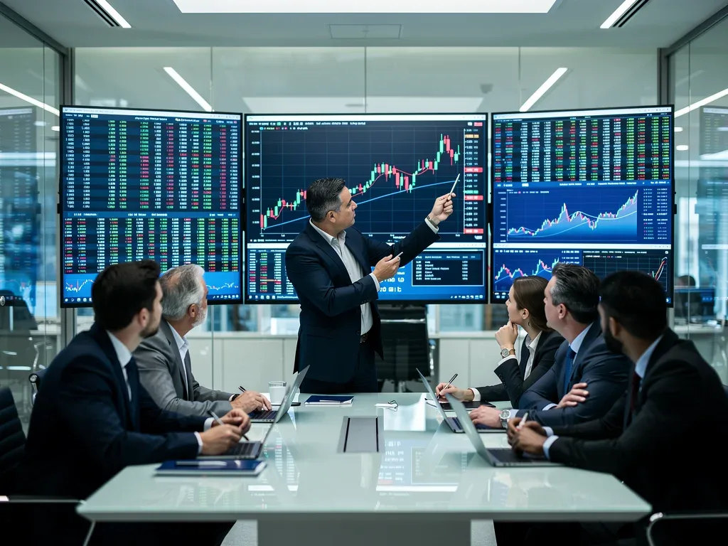 Financial professionals analyzing market data after T+1 settlement changes