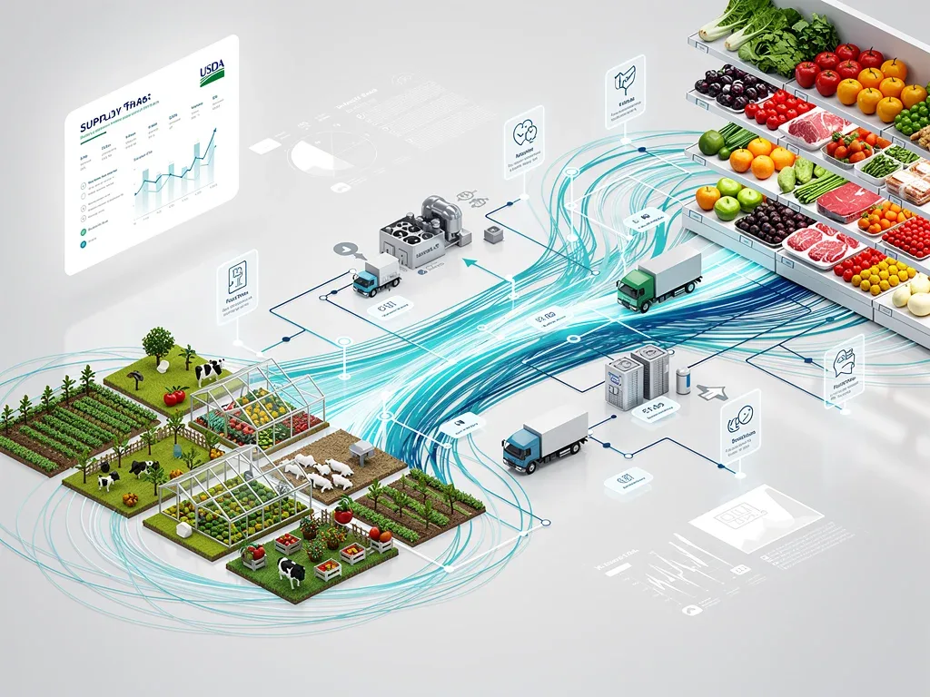 Illustration of food supply chain traceability with USDA oversight