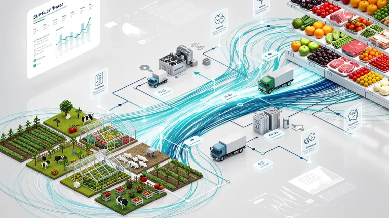 Illustration of food supply chain traceability with USDA oversight