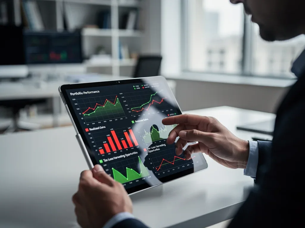 Investor analyzing financial portfolio for tax-loss harvesting opportunities