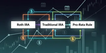 Financial flowchart illustrating strategic backdoor Roth IRA conversions and pro-rata rule management.