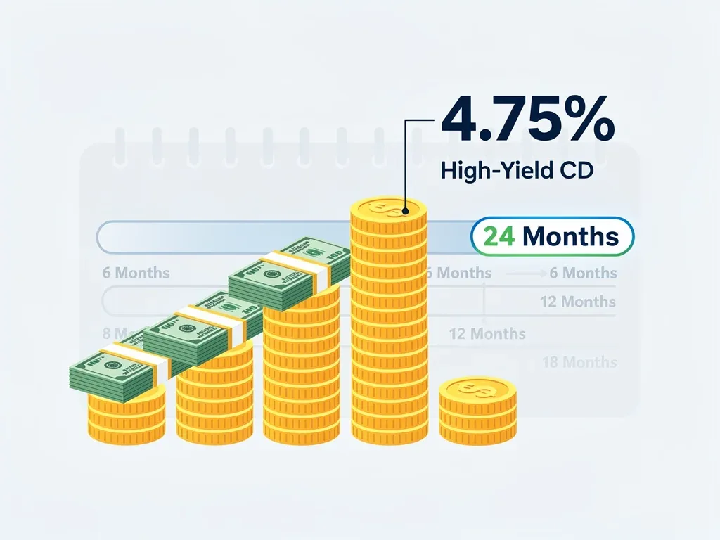 Illustration of a CD ladder strategy providing predictable cash flow over 24 months at 4.75% interest.