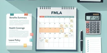 Calendar with FMLA dates and benefit documents, representing FMLA and paid leave coordination