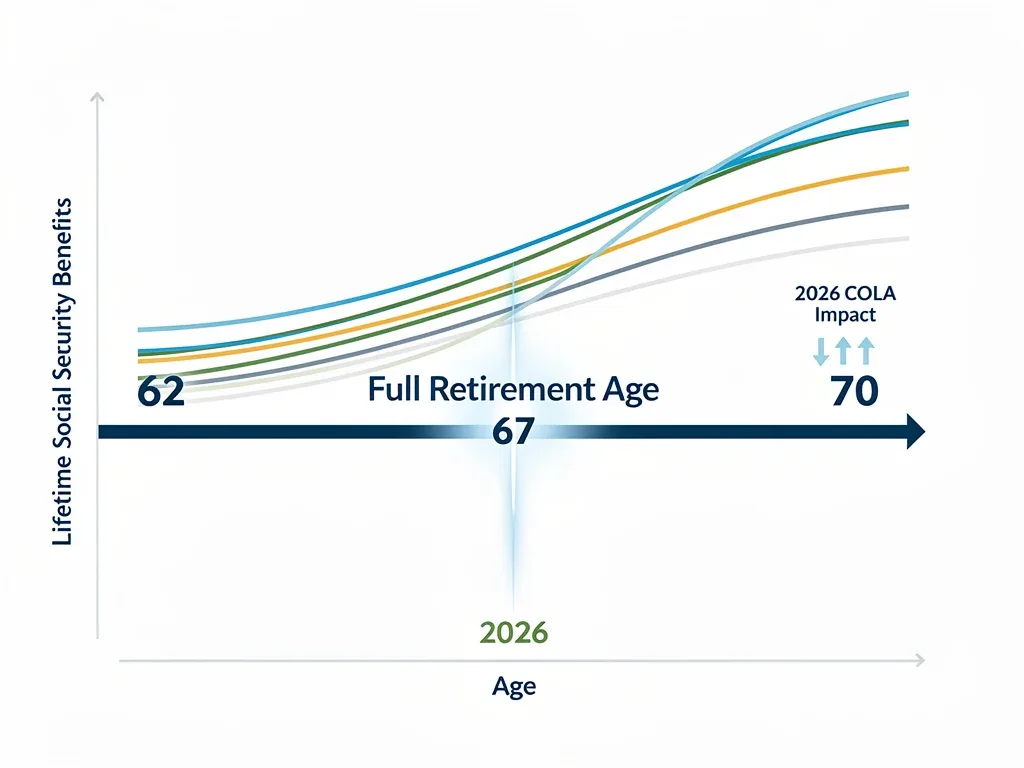 Social Security claiming age timeline with COLA impact