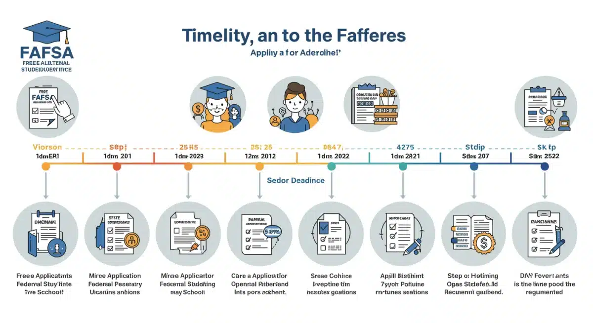 Infographic detailing 2025 FAFSA application timeline and steps