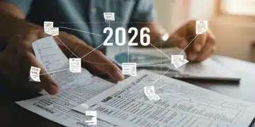 Complex tax forms and digital financial network for 2026 tax code changes
