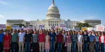 Diverse group in front of U.S. Capitol, representing immigration reform complexities