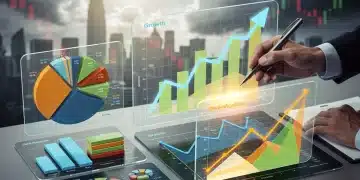 Strategic financial portfolio charts showing growth in volatile market