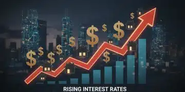 Interest Rate Hikes 2026: Mortgage & Loan Outlook Graph showing rising interest rates impacting mortgage and loan costs in 2026.
