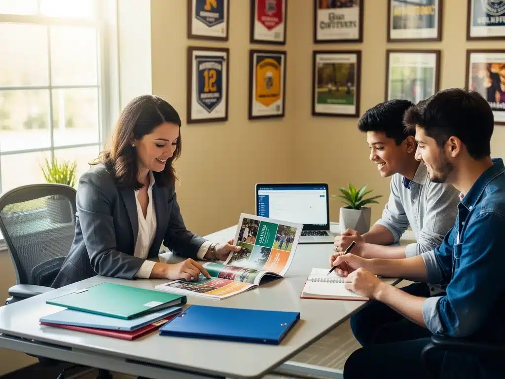 College counselor advising student and parents on new test requirements