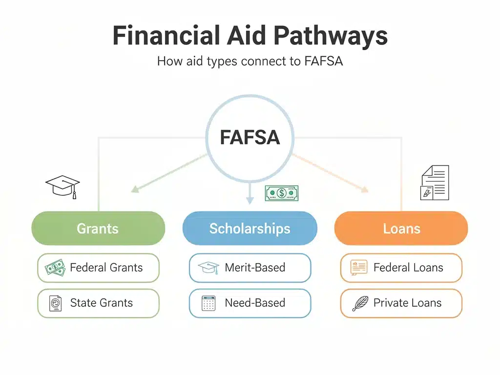 Financial aid pathways infographic for students
