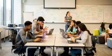 High school students collaborating on a project, demonstrating 21st-century skills.