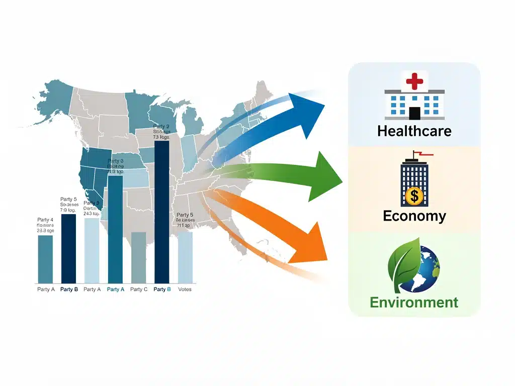 Infographic showing election results influencing key policy areas.