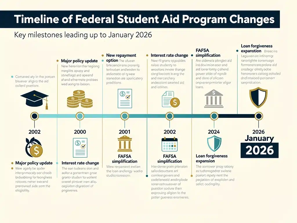 Infographic illustrating federal student aid reform timeline